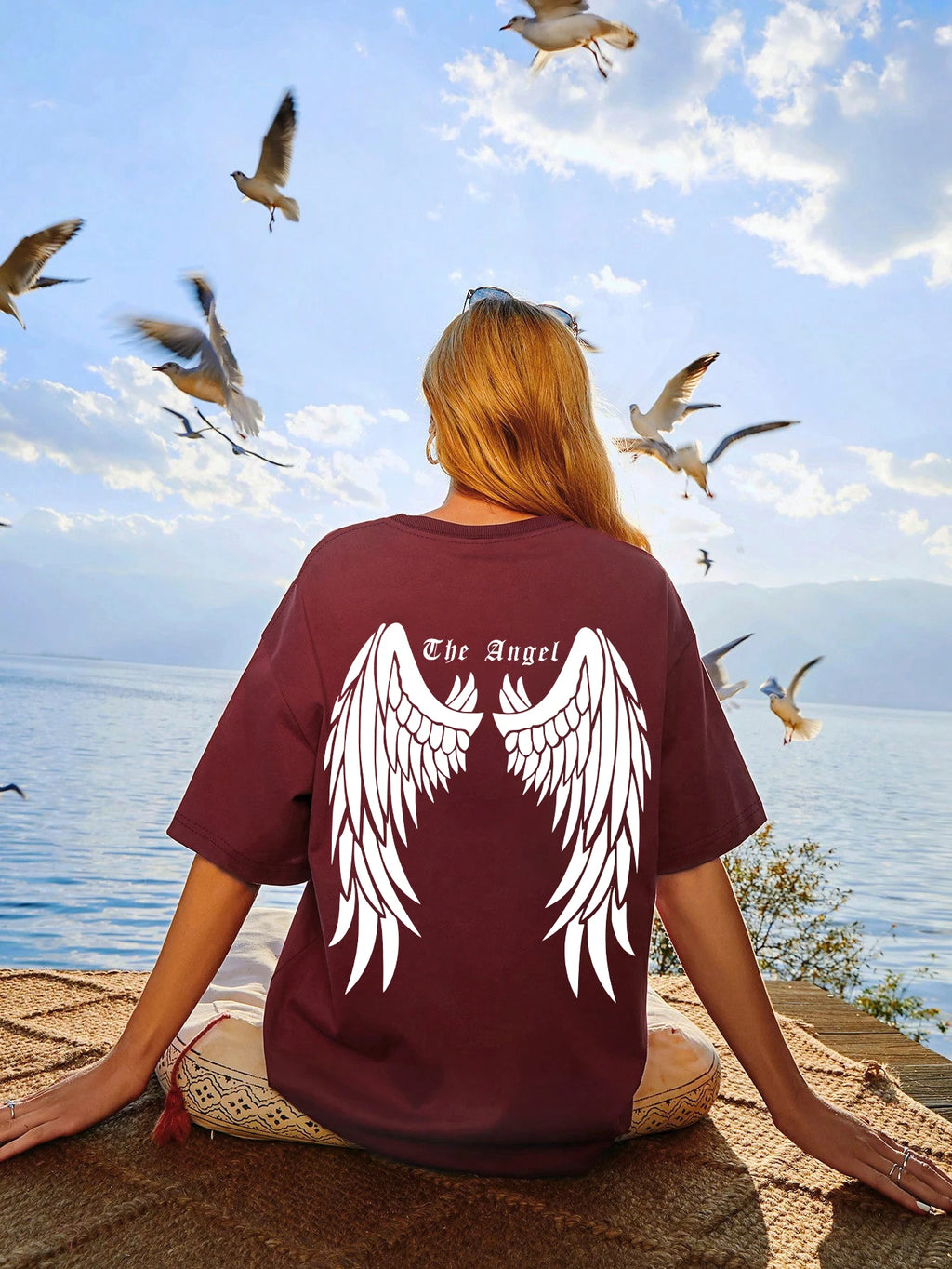 Damen Oversize T-Shirt – Dark Angel Wing