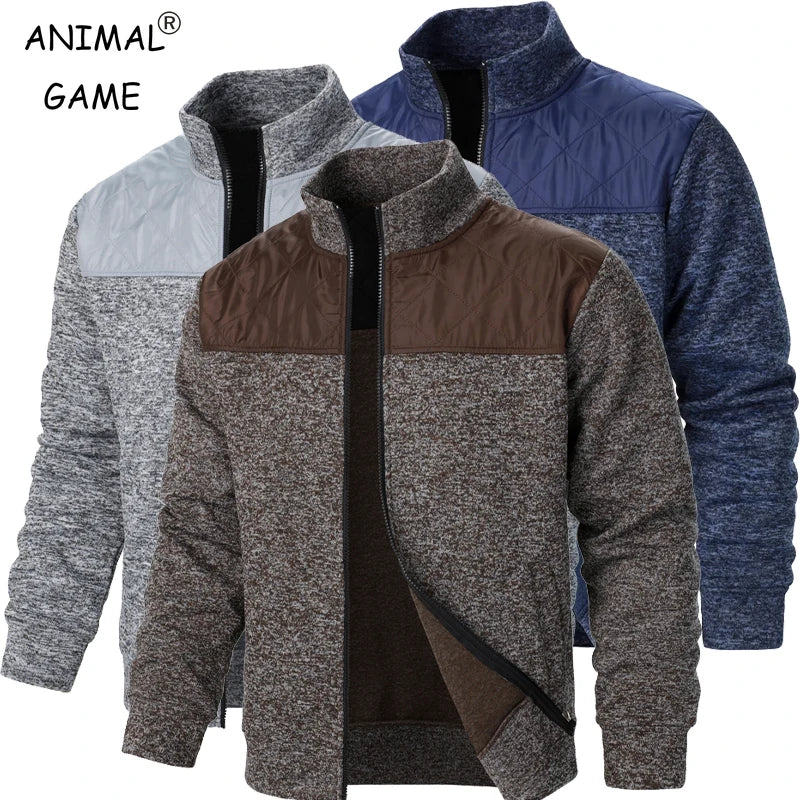 Herren Zip Jacket – Patchwork Sweatshirt