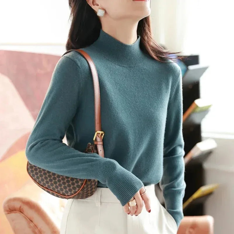 Damen Turtleneck Pullover Slim Fit – Strick Langarm