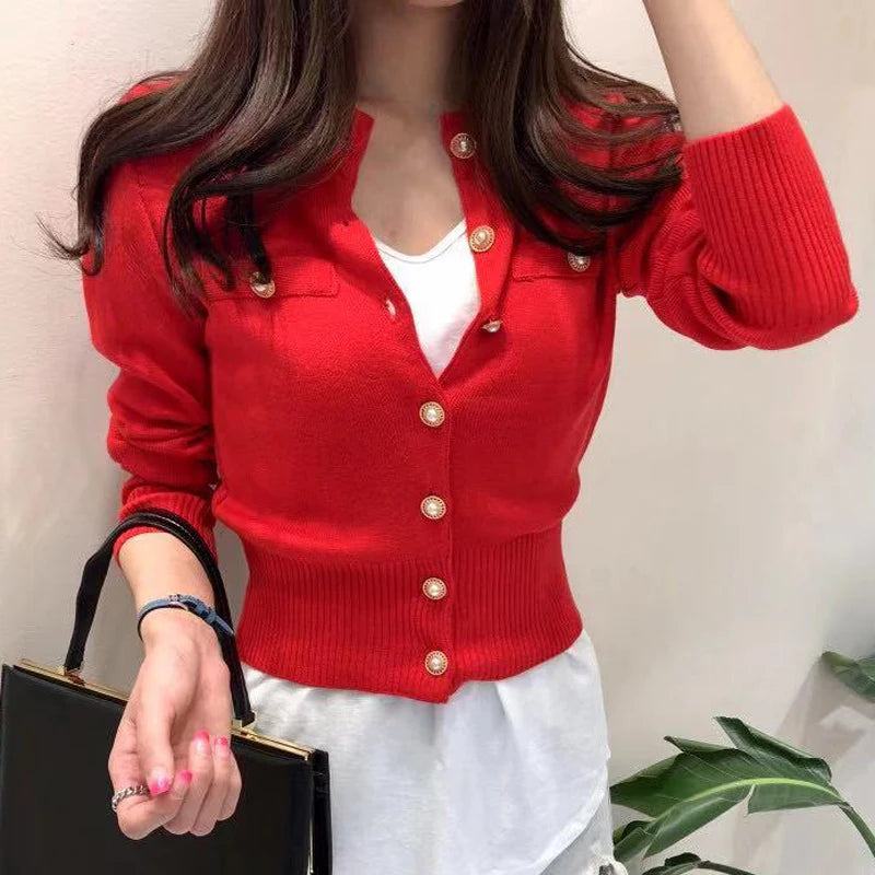 Damen Knitted Cardigan Jacke – Single Breasted Slim Fit
