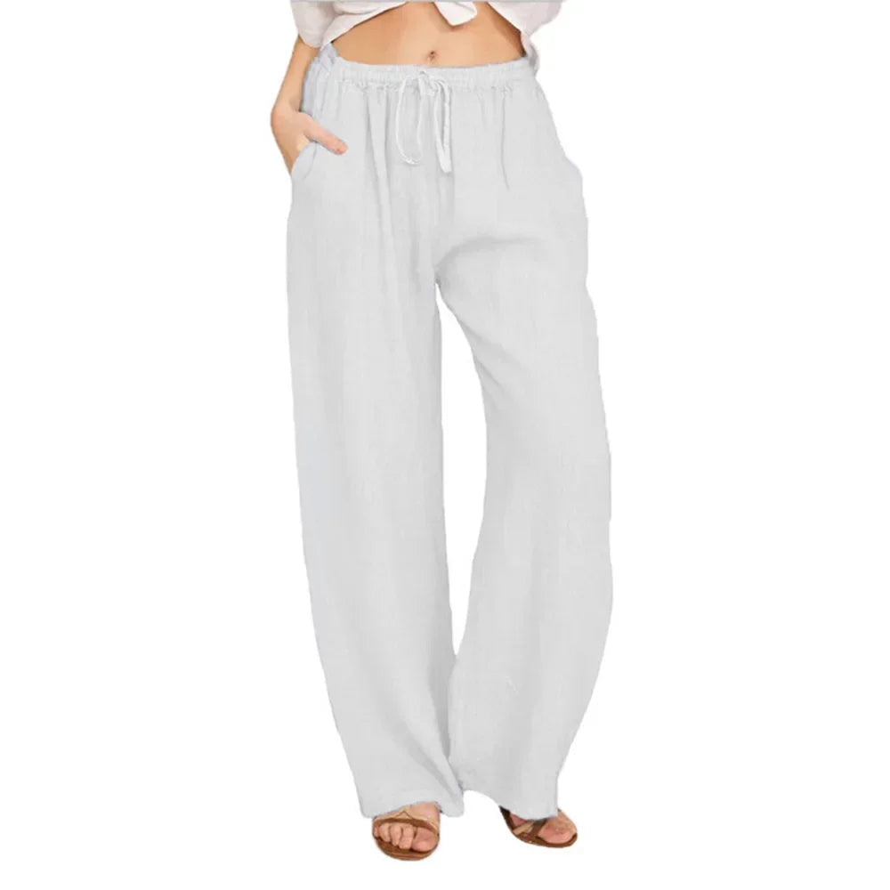 Damen Leinen Hose – Loose Fit | Elastischer Bund