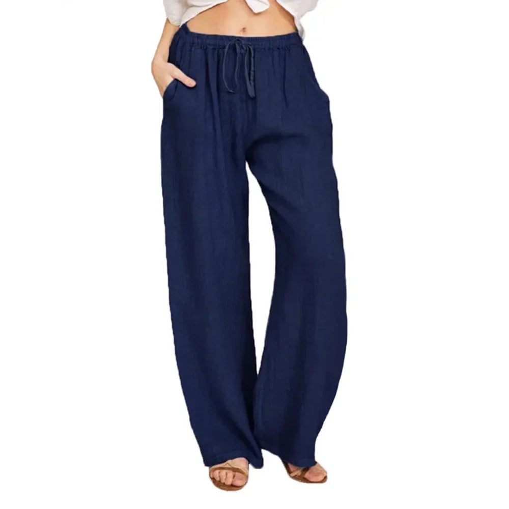 Damen Leinen Hose – Loose Fit | Elastischer Bund