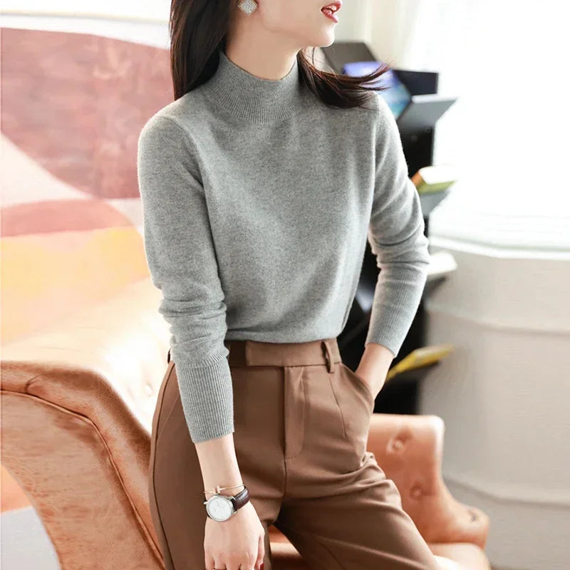 Damen Turtleneck Pullover Slim Fit – Strick Langarm