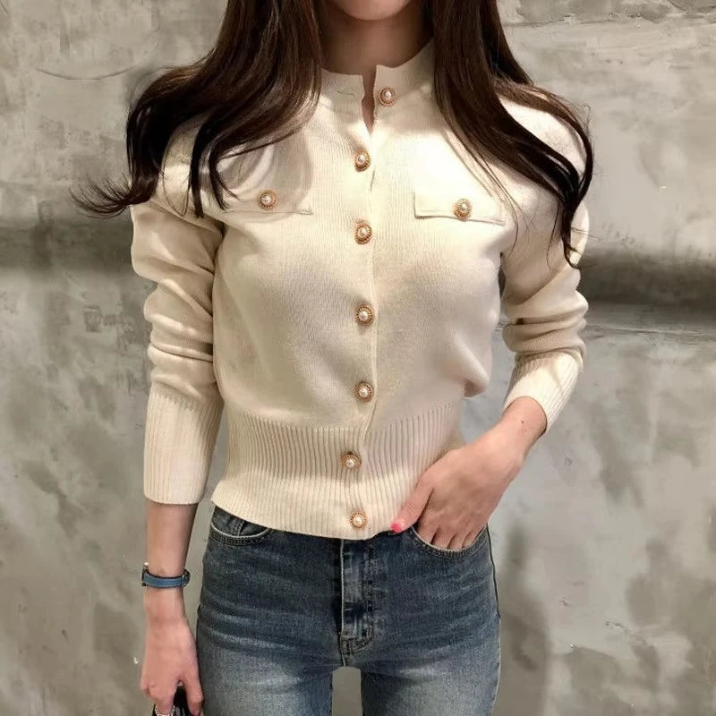 Damen Knitted Cardigan Jacke – Single Breasted Slim Fit