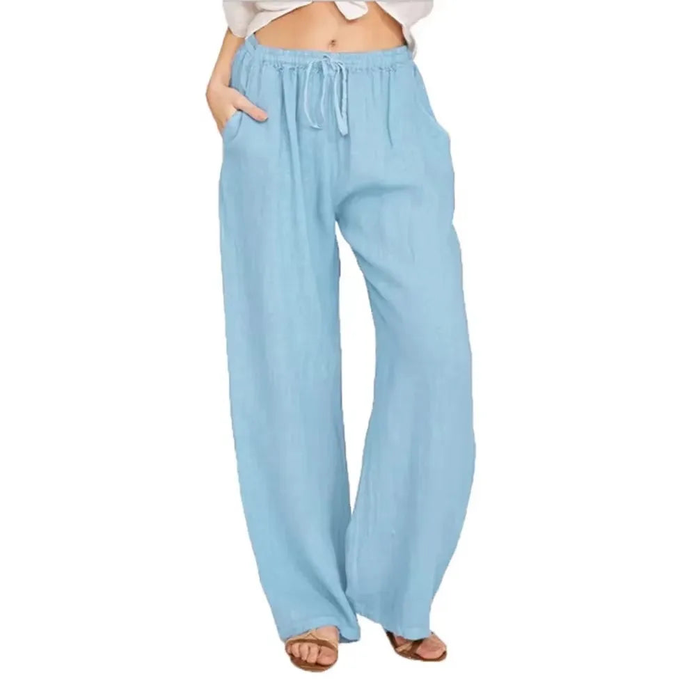 Damen Leinen Hose – Loose Fit | Elastischer Bund