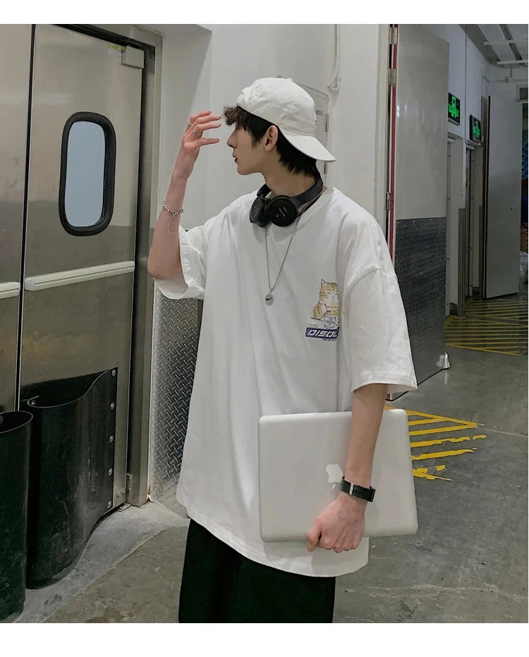Oversize T-Shirt – Harajuku Cat Print | Japan Style