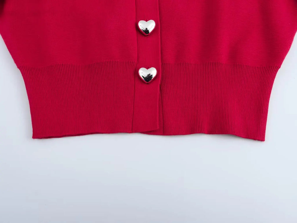 Damen Cropped Knit Cardigan – Button Front Sweater