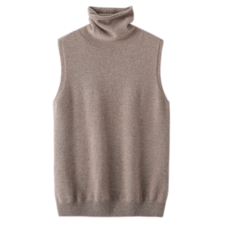 Damen Merino Wool Vest – Turtleneck Knitwear | Ärmelloser Pullover