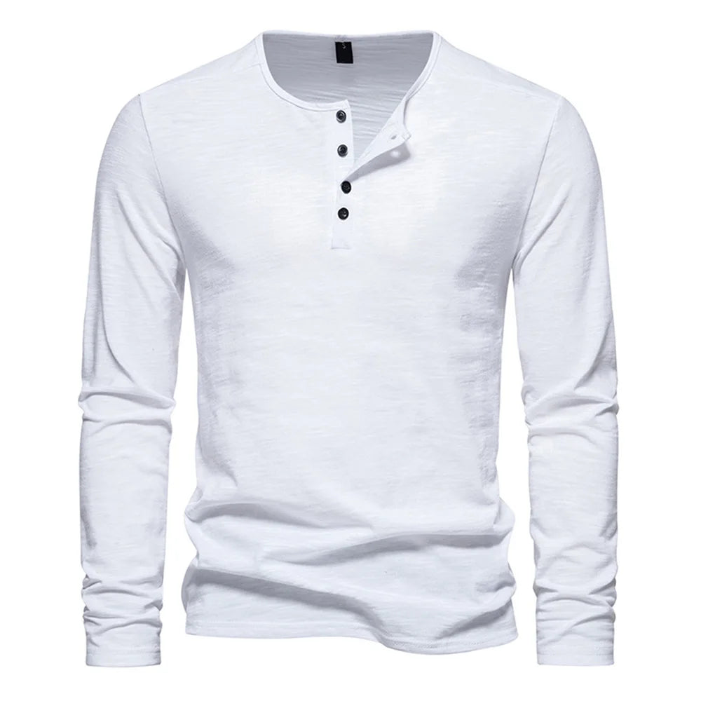 Herren Slim Fit Langarm Shirt – Baumwolle