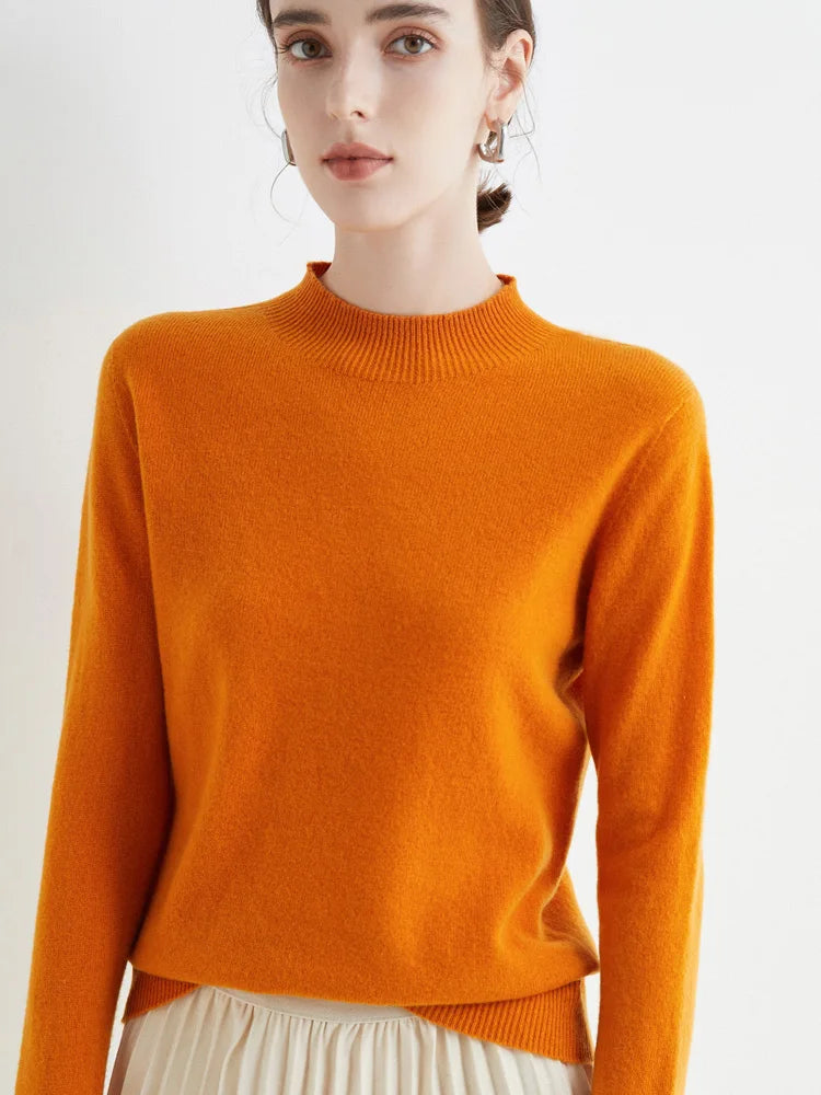 Damen Pullover Mock Neck – Strick Basic