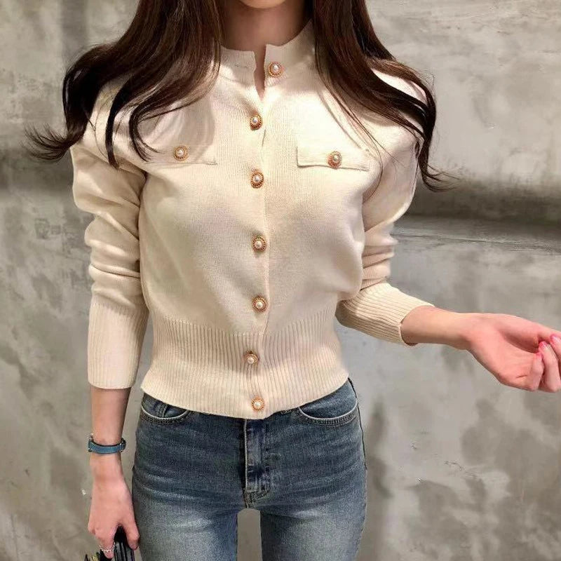 Damen Knitted Cardigan Jacke – Single Breasted Slim Fit