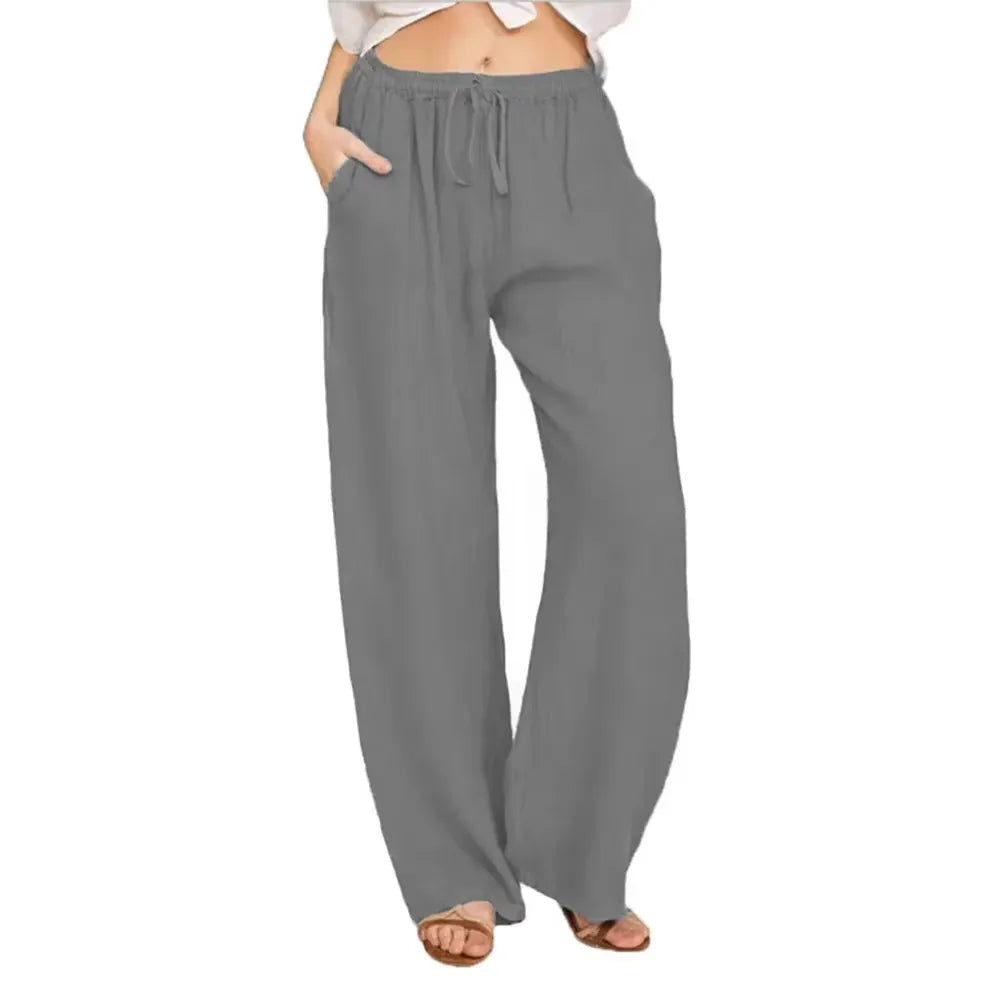 Damen Leinen Hose – Loose Fit | Elastischer Bund