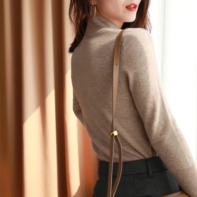 Damen Turtleneck Pullover Slim Fit – Strick Langarm