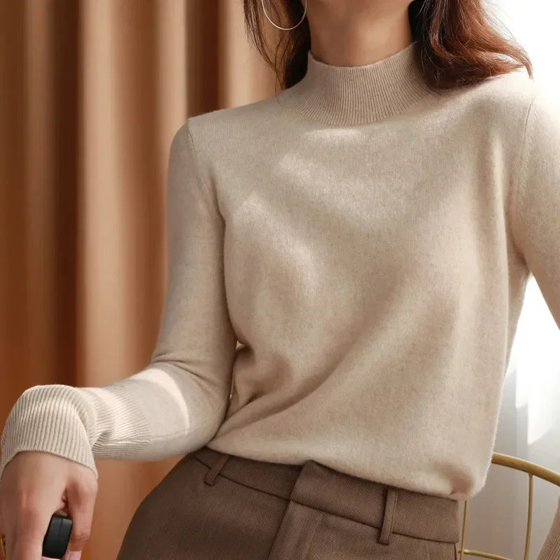 Damen Turtleneck Pullover Slim Fit – Strick Langarm