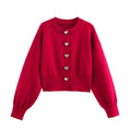 Damen Cropped Knit Cardigan – Button Front Sweater