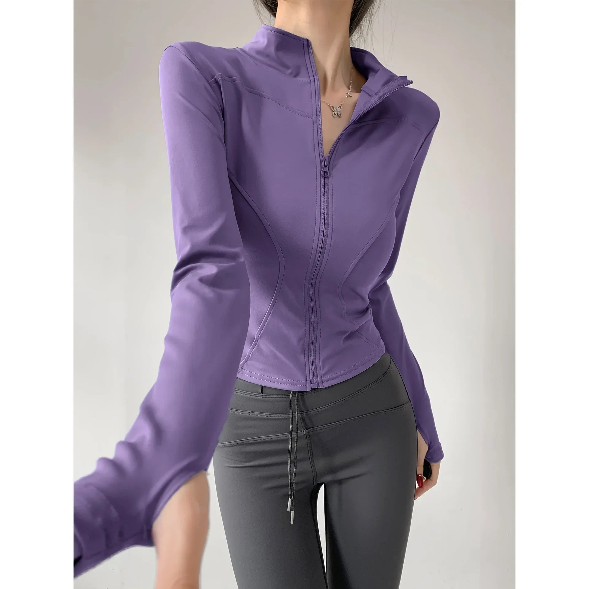 Damen Fitness Jacke mit Reißverschluss