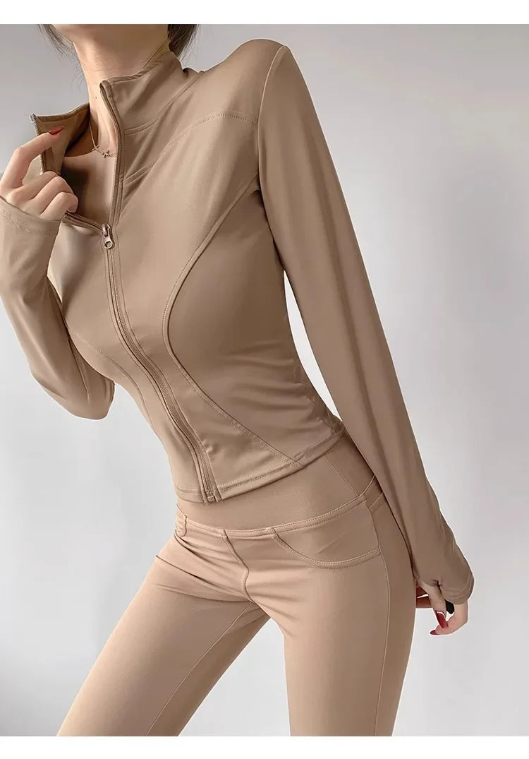 Damen Fitness Jacke mit Reißverschluss