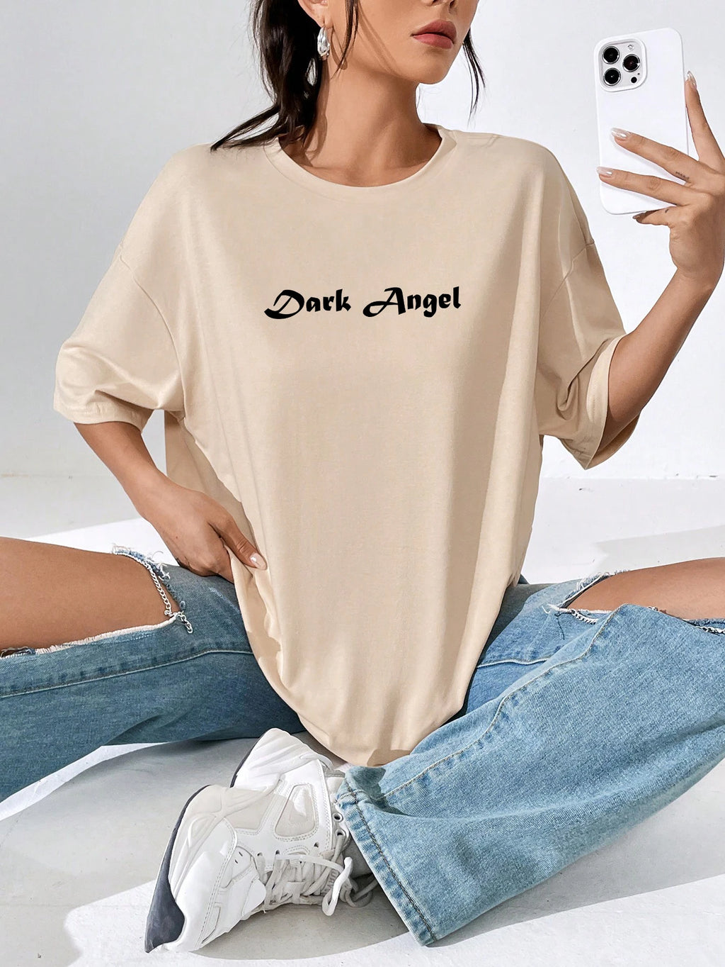 Damen Oversize T-Shirt – Dark Angel Wing