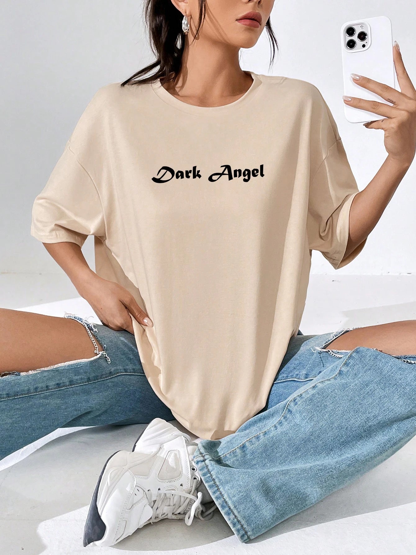 Damen Oversize T-Shirt – Dark Angel Wing