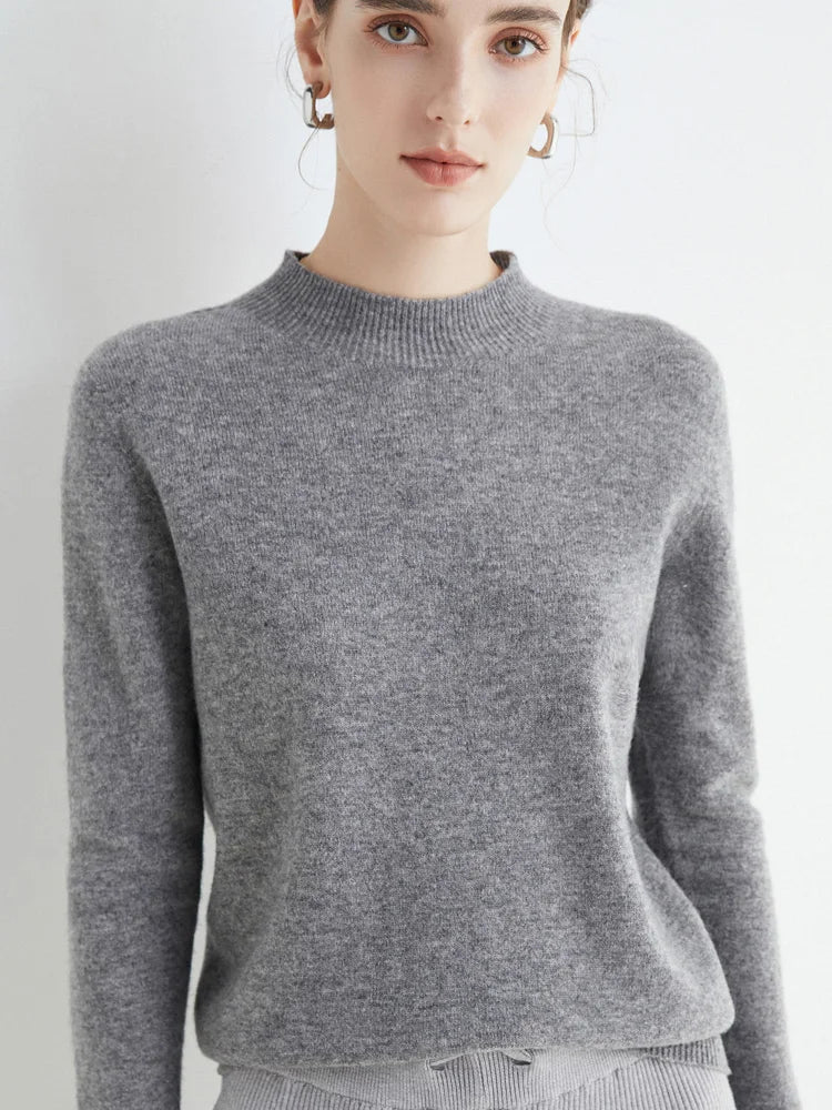 Damen Pullover Mock Neck – Strick Basic