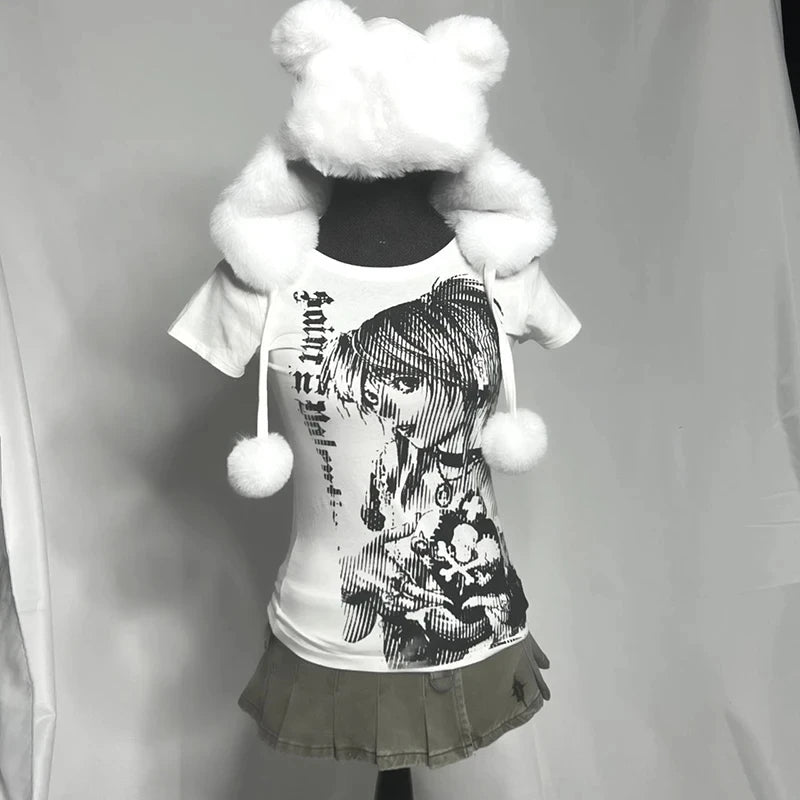Damen Crop Tee Y2K Style – Anime Streetwear