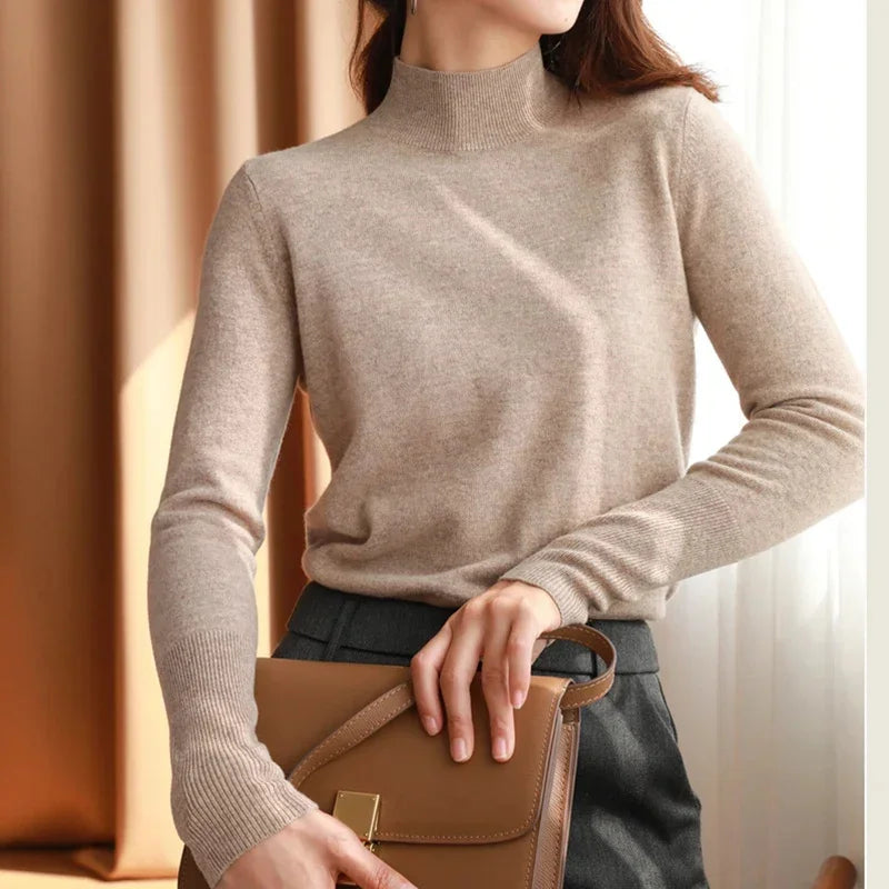 Damen Turtleneck Pullover Slim Fit – Strick Langarm