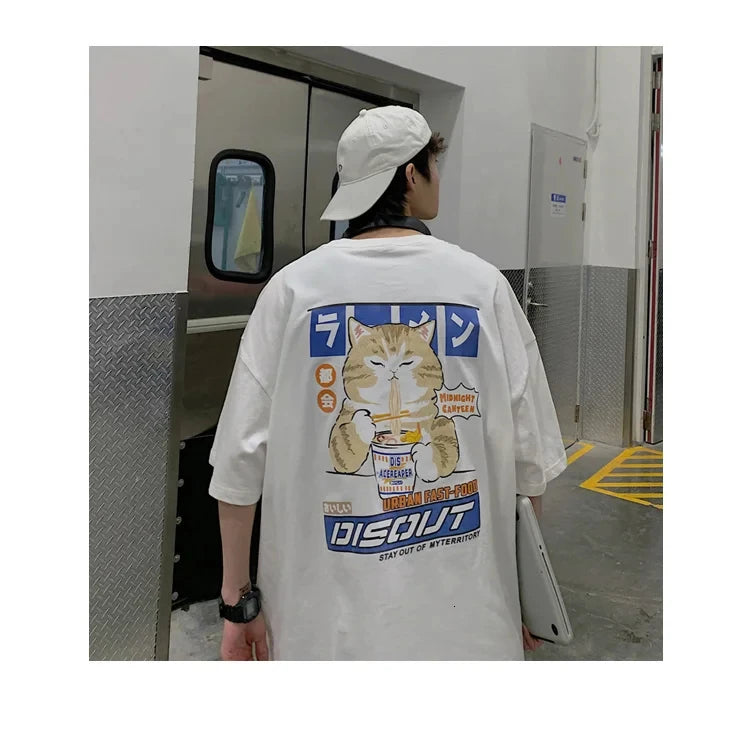 Oversize T-Shirt – Harajuku Cat Print | Japan Style