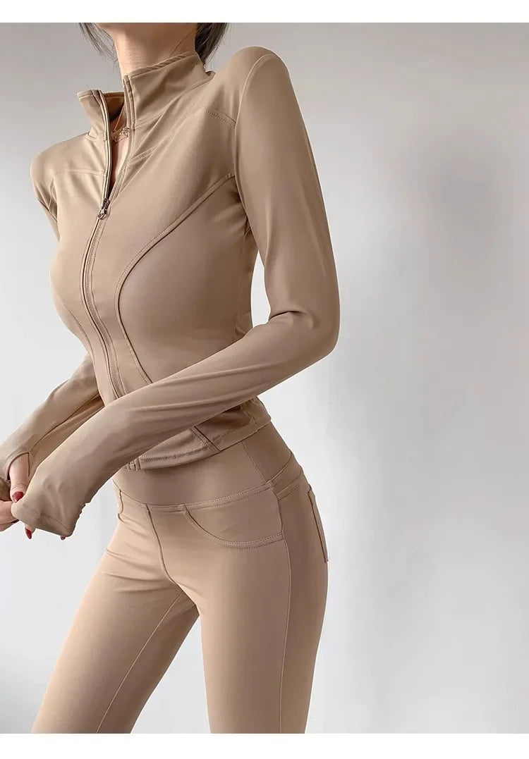 Damen Fitness Jacke mit Reißverschluss