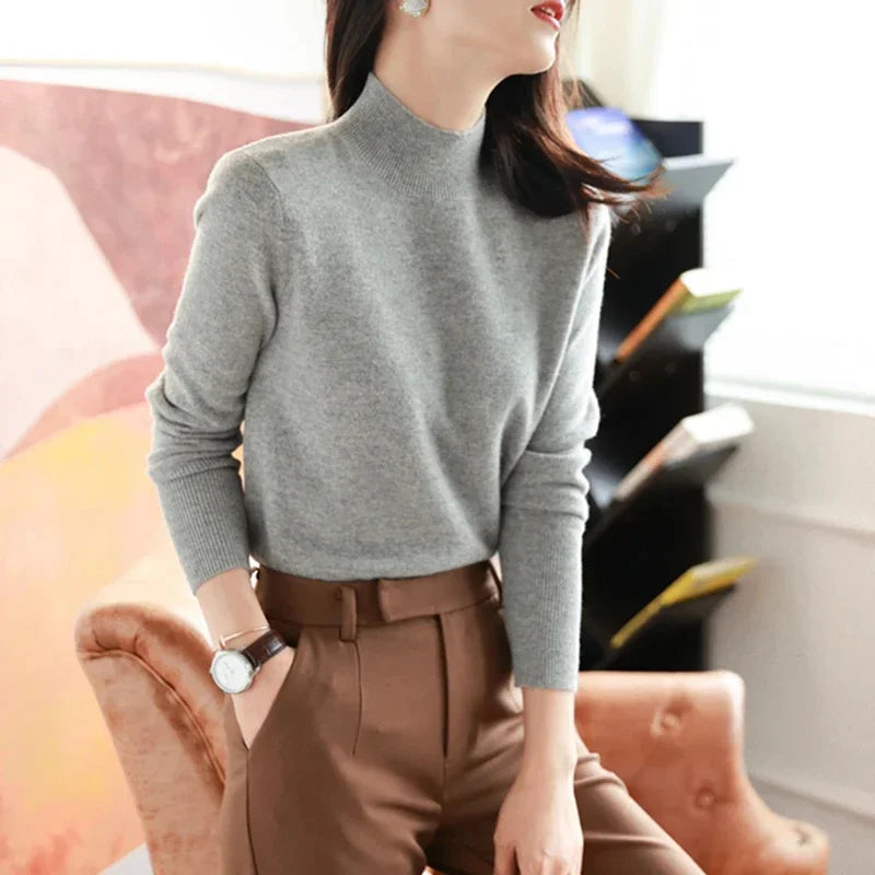 Damen Turtleneck Pullover Slim Fit – Strick Langarm
