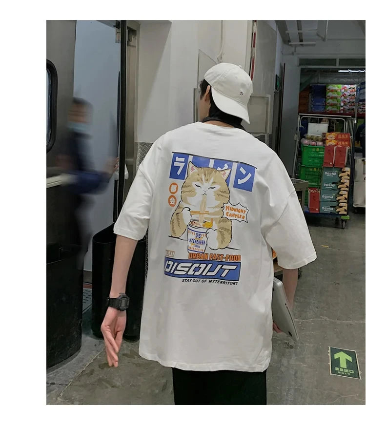 Oversize T-Shirt – Harajuku Cat Print | Japan Style