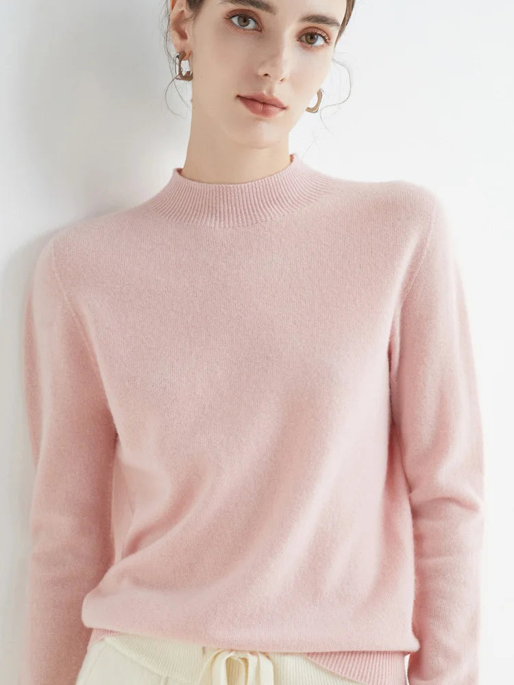 Damen Pullover Mock Neck – Strick Basic