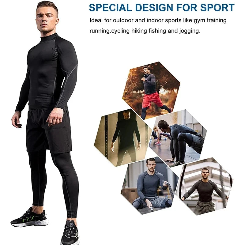 Herren Sport Kompressionsshirt – Langarm Quick Dry